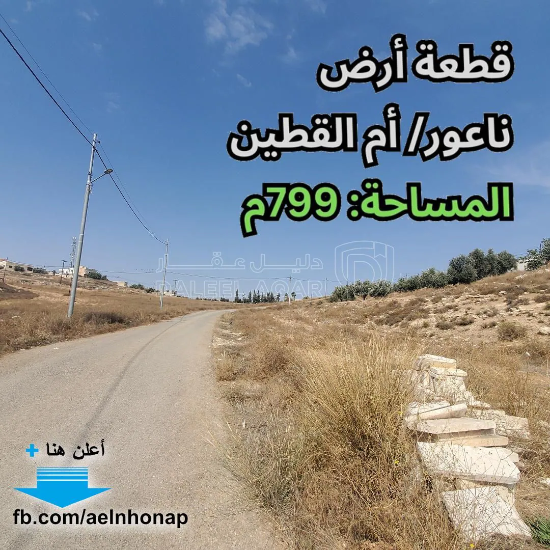 أرض في ناعور/ أم القطين - تبعد 300م عن مركز صحي أم القطين - 61,000 دأ - صورة 1