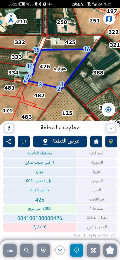 أرض في التل الاخضر حواره الجيزه جنوب عمان  - 176,000 دأ - صورة 1