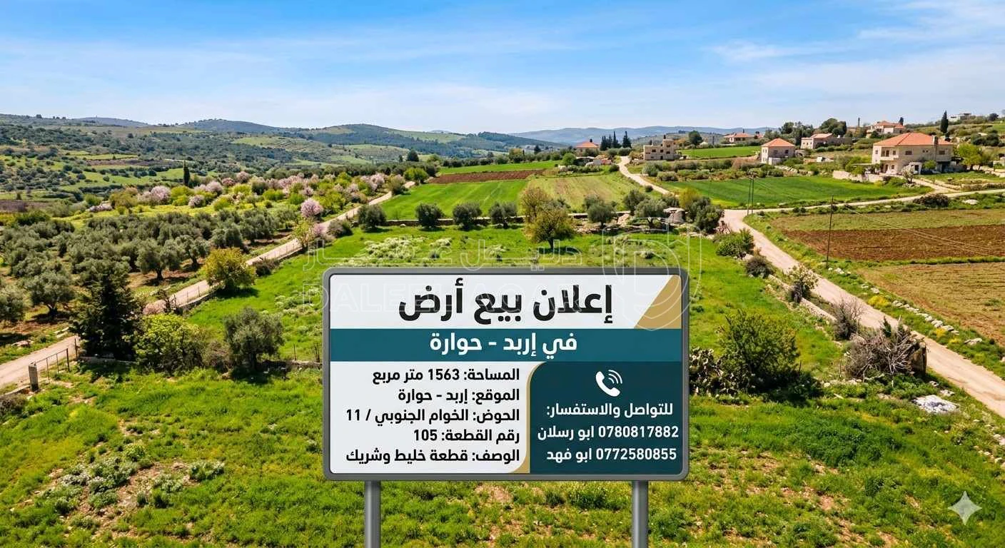 أرض في اربد حواره  - 33,000 دأ - صورة 1