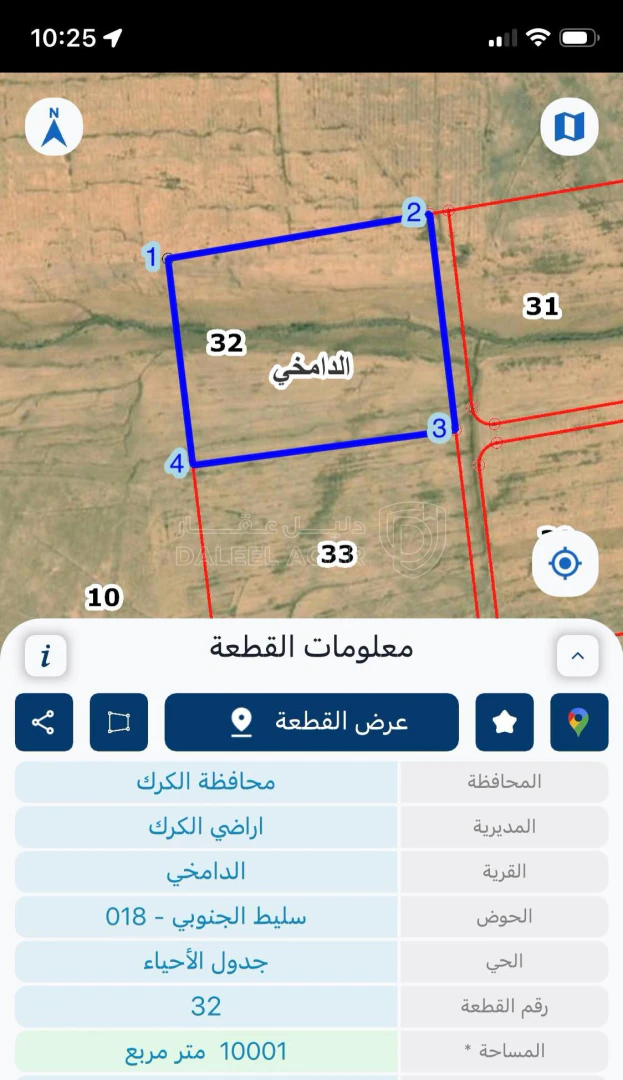 أرض في أرض في محافظة الكرك قرية الدامخي حوض سليط الجنوبي - 23,500 دأ - صورة 1