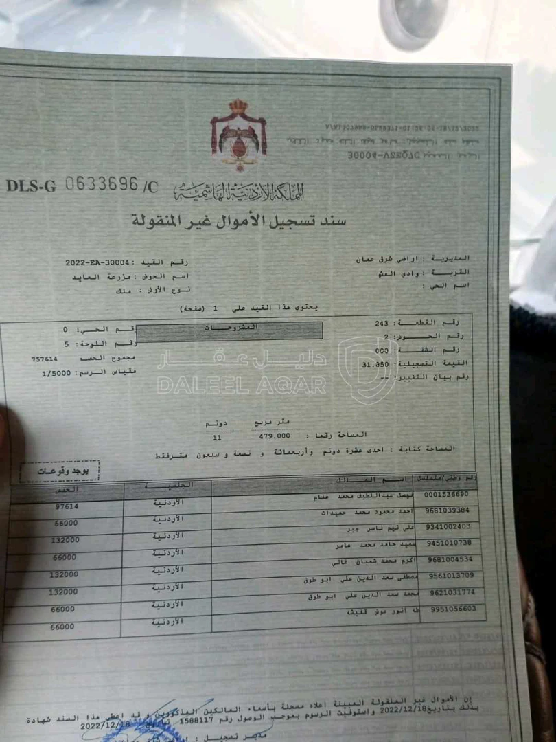 أرض في ارض للبيع مقابل كازيه شريم شارع الميه - 15,000 دأ - صورة 1
