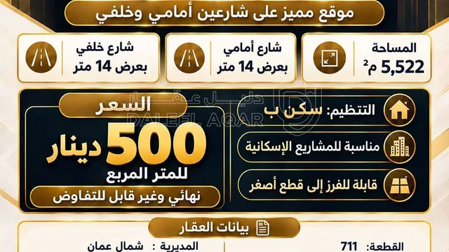 أرض في تلاع العلي  - 2,761,000 دأ - صورة NaN