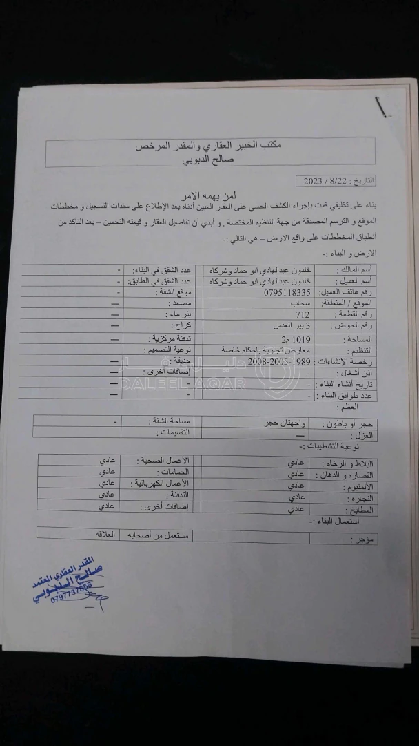 مبنى في سحاب شارع الستين مقابل مثلث اقريه سالم  - 430,000 دأ - صورة 1