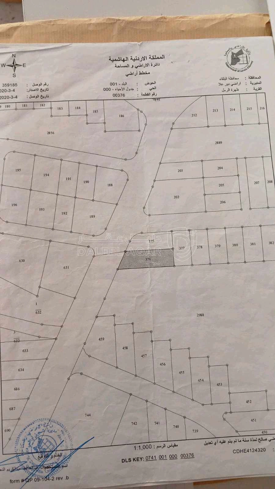 أرض في البلقاء_ديرعلا-ظهرة الرمله - 7,700 دأ - صورة 1