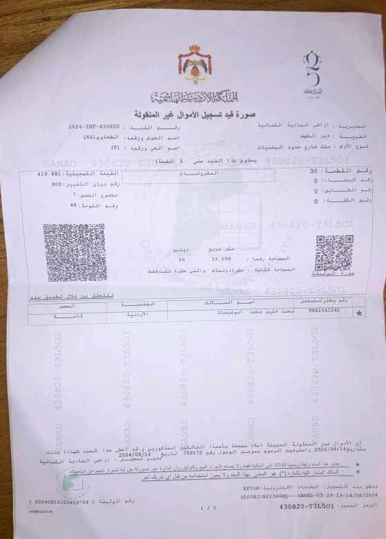 أرض في المفرق  - 5,000 دأ - صورة 1