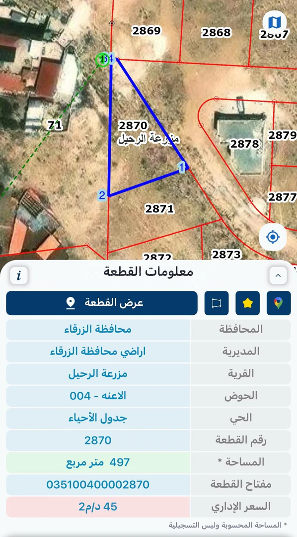 أرض في الزرقاء شومر طريق بيرين - 19,000 دأ - صورة 1