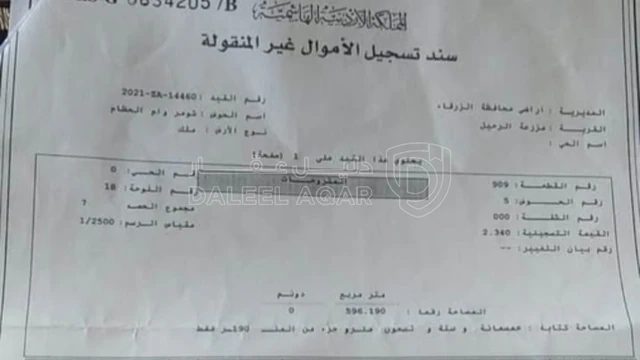 أرض - الزرقاء - حي نصار - 20000 دأ