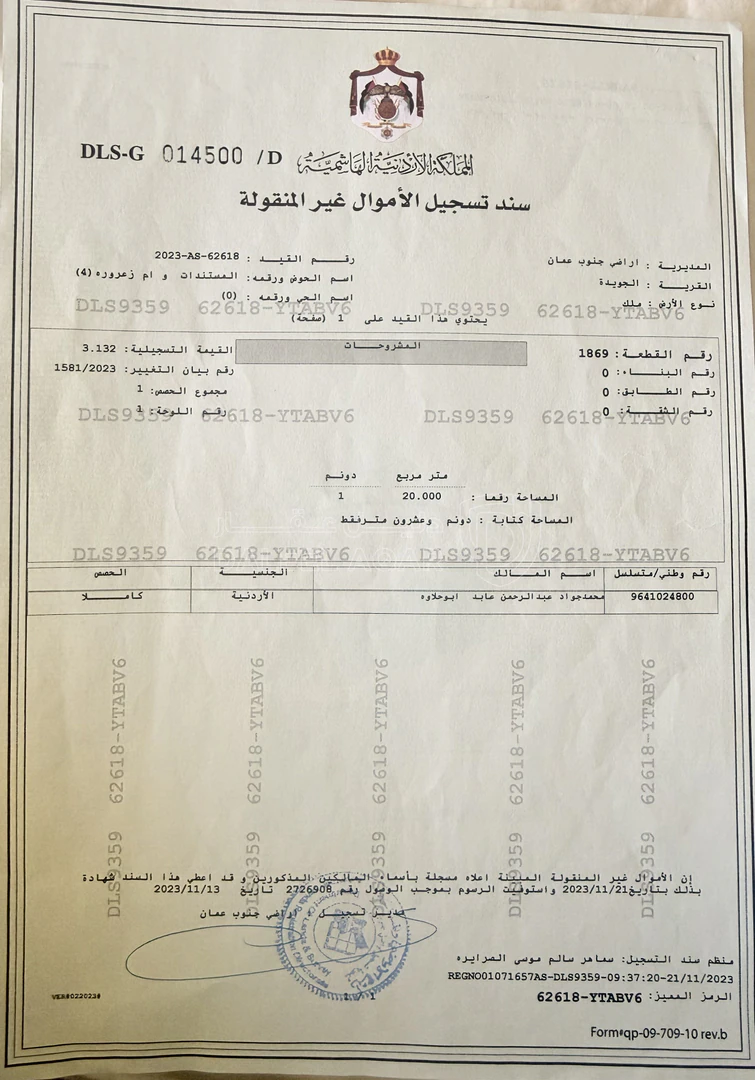 أرض في أرض صناعية مميزة للبيع في الجويدة -  1020م2 - 204,000 دأ - صورة 1
