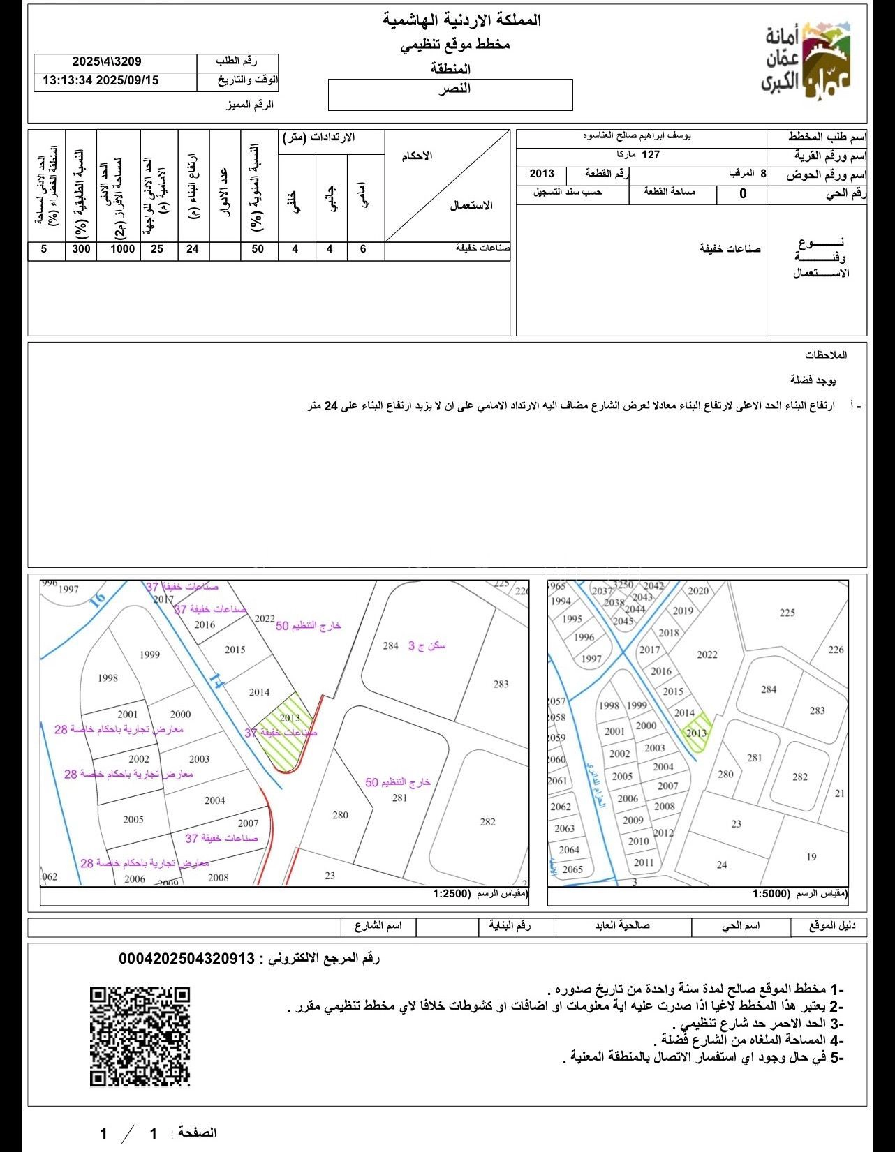 أرض في للبيع شارع الحزام الدائري 0797990403 واتس أب  - 80,000 دأ - صورة 1