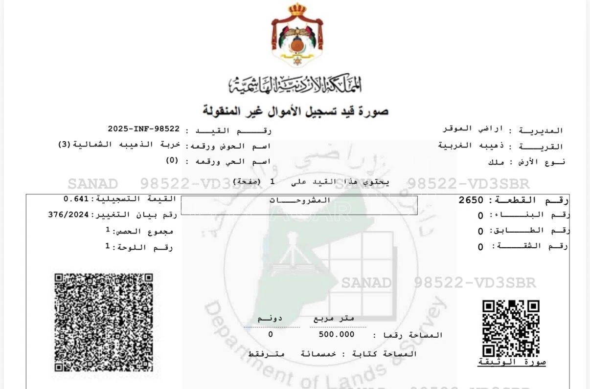 أرض في خربة ذهيبة الشمالية - مشروع الشهد 4 - 75,000 دأ - صورة 5