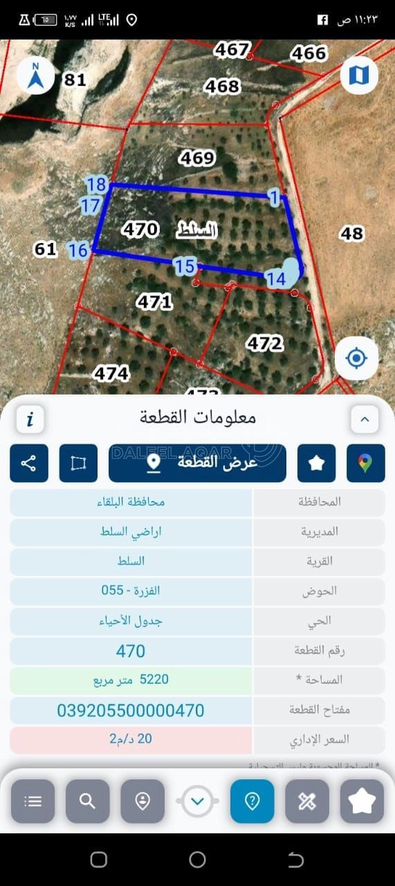 أرض في السلط - الفزره - تبعد عن جسر الدبابنه 10 دقايق - 115,000 دأ - صورة 1