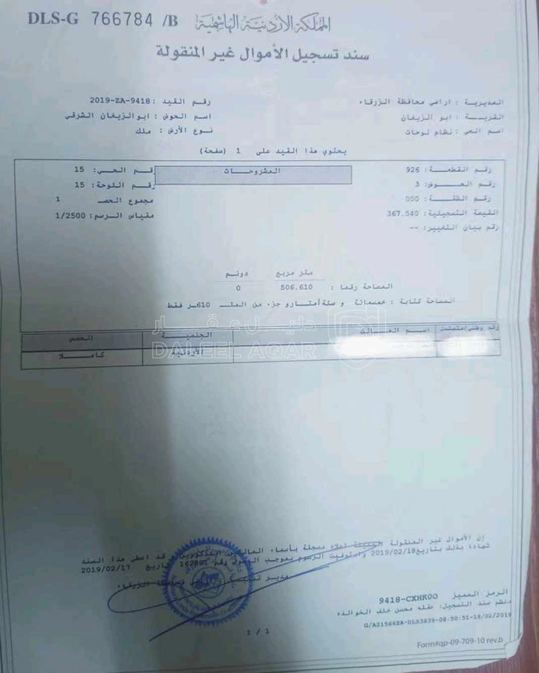 أرض في الزرقاء - ابو الزيغان - قرب شاليه حكايتنا  - 10,000 دأ - صورة 1