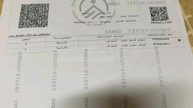 أرض في   مطله على جبال فلسطين والبحر الميت وجبال السلط  - 110,000 دأ - صورة 1
