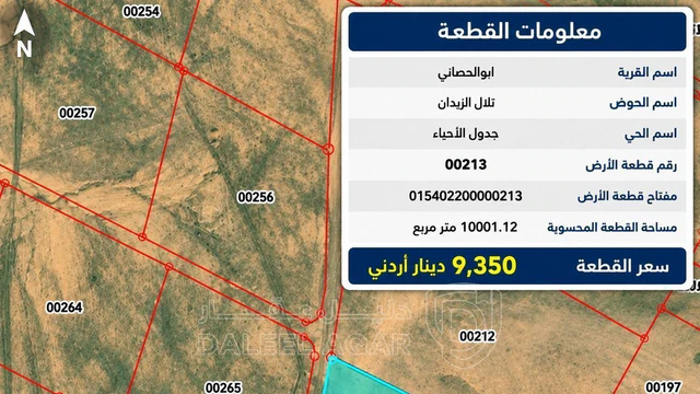 أرض في 10 دونم في ابو الحصاني للبيع بالقرب من الخدمات - 9,350 دأ - صورة 1