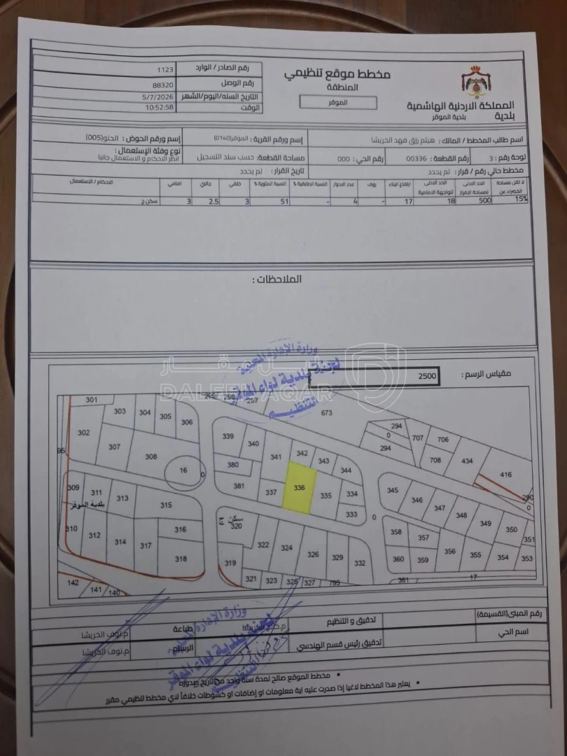 أرض في عمان الموقر قرب الدوار الصقر - 20,000 دأ - صورة 2