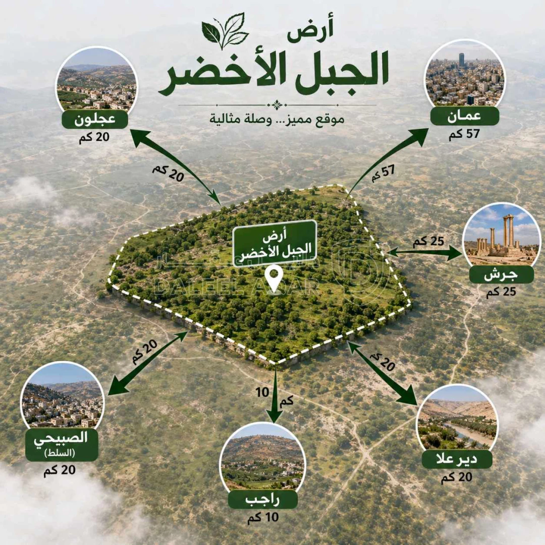 أرض في أرض أستثمارية غرب محافظة عجلون-الجبل الأخضر  - 75,000 دأ - صورة 1