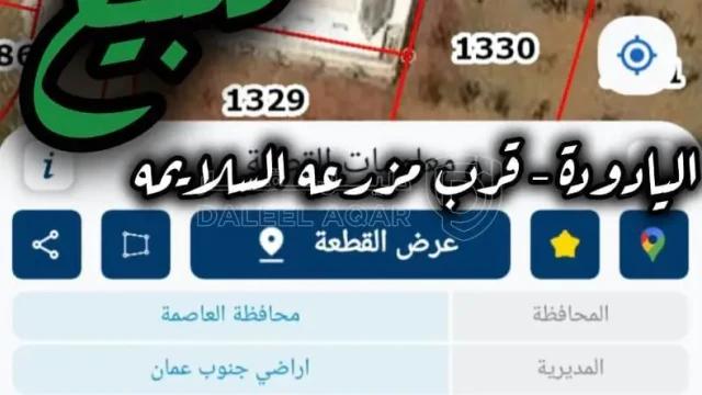 أرض في اليادوده - قرب مزرعه السلايمة - 65,000 دأ - صورة 1