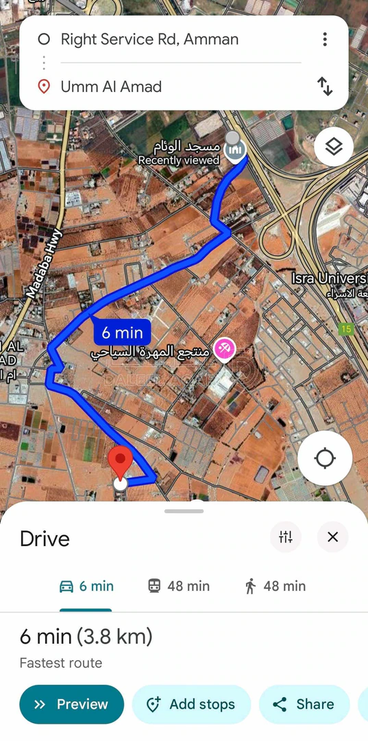 أرض في ام العمد ،حوض النجمية،قرب جسر مادبا  - 120,000 دأ - صورة 1