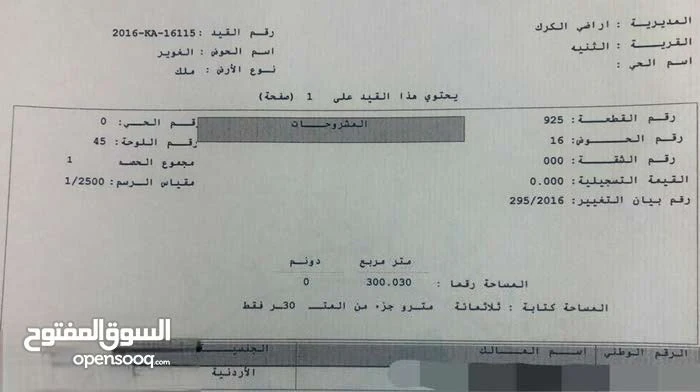أرض في ارض للبيع تنازل مباشر من المالك مساحة ٣٠٠متر  - 10,000 دأ - صورة 1
