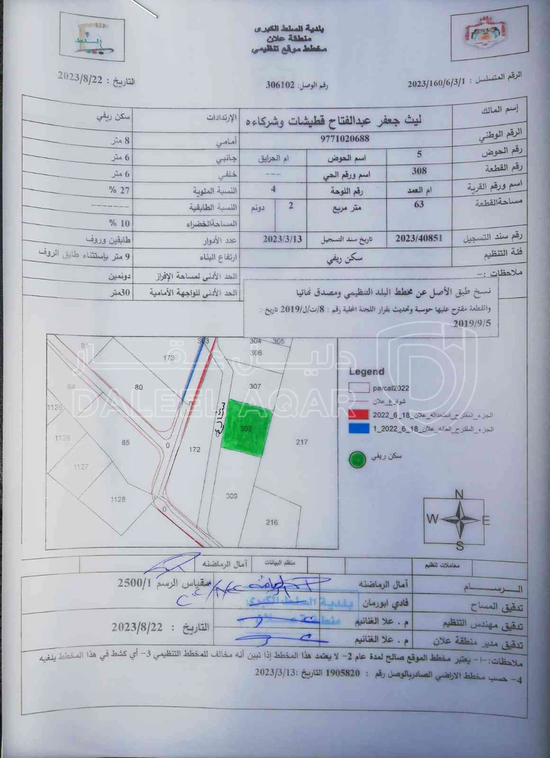 أرض في البلقاء، السلط، زي، ام العمد، جلعد - 95,000 دأ - صورة 1