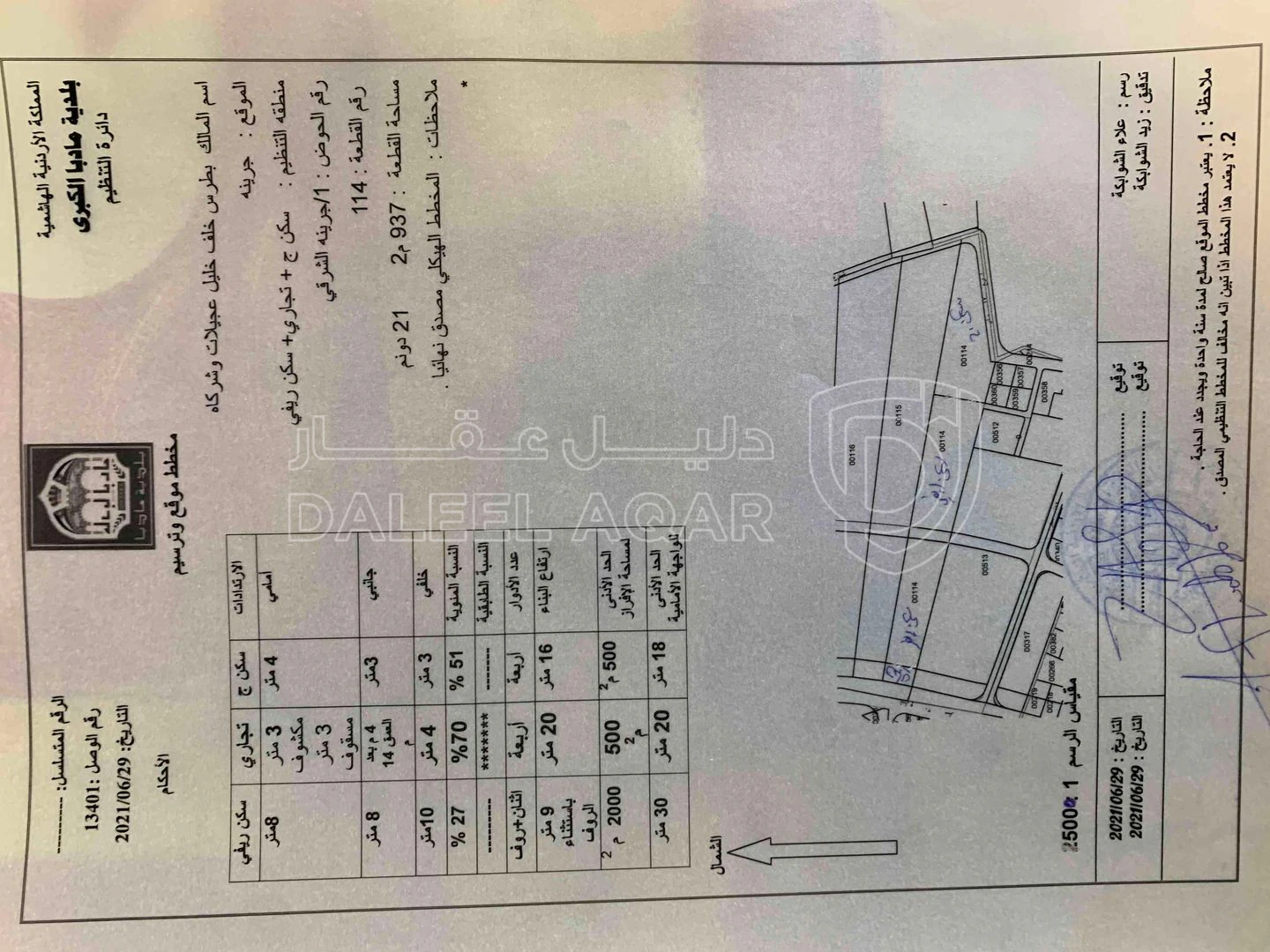 أرض في ارض استثمارية مساحة 22 دونم للبيع في مادبا - جرينة - 650,000 دأ - صورة 1