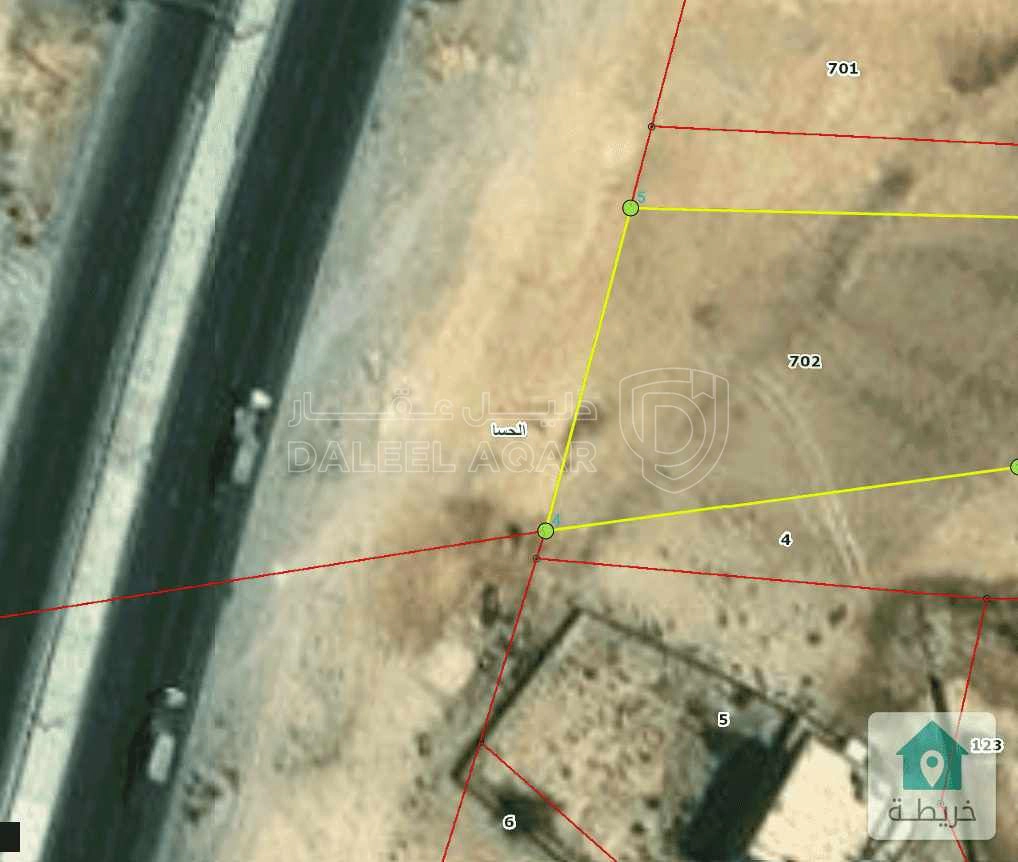 أرض في الطريق الصحراوي جنوب الاردن بناء الحسا - 68,500 دأ - صورة 1